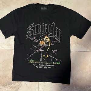 Black Graphic Tee with Tiger Design